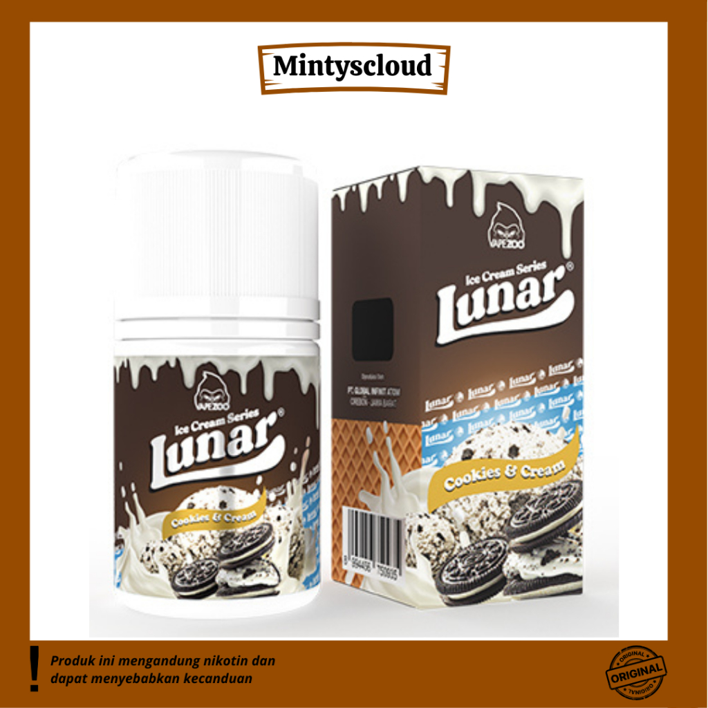 LUNAR ICE CREAM COOKIES AND CREAM SERIES FREEBASE 60ML 100% AUTHENTIC BY VAPEZOO