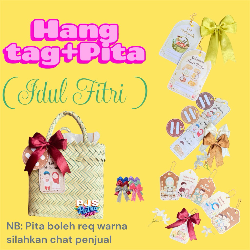 tag idul fitri/ kartu ucapan idul fitri /lebaran / tag plus pita