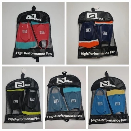 B Fins Kaki Katak Silikon warna putih/biru/hitam