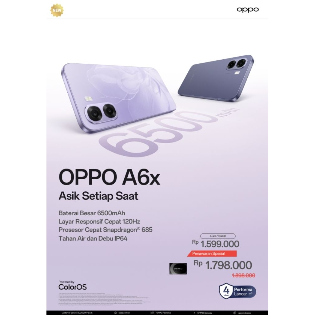 OPPO A6X NEW RAM 4/64GB,HP GAMING,BATERAI BADAK