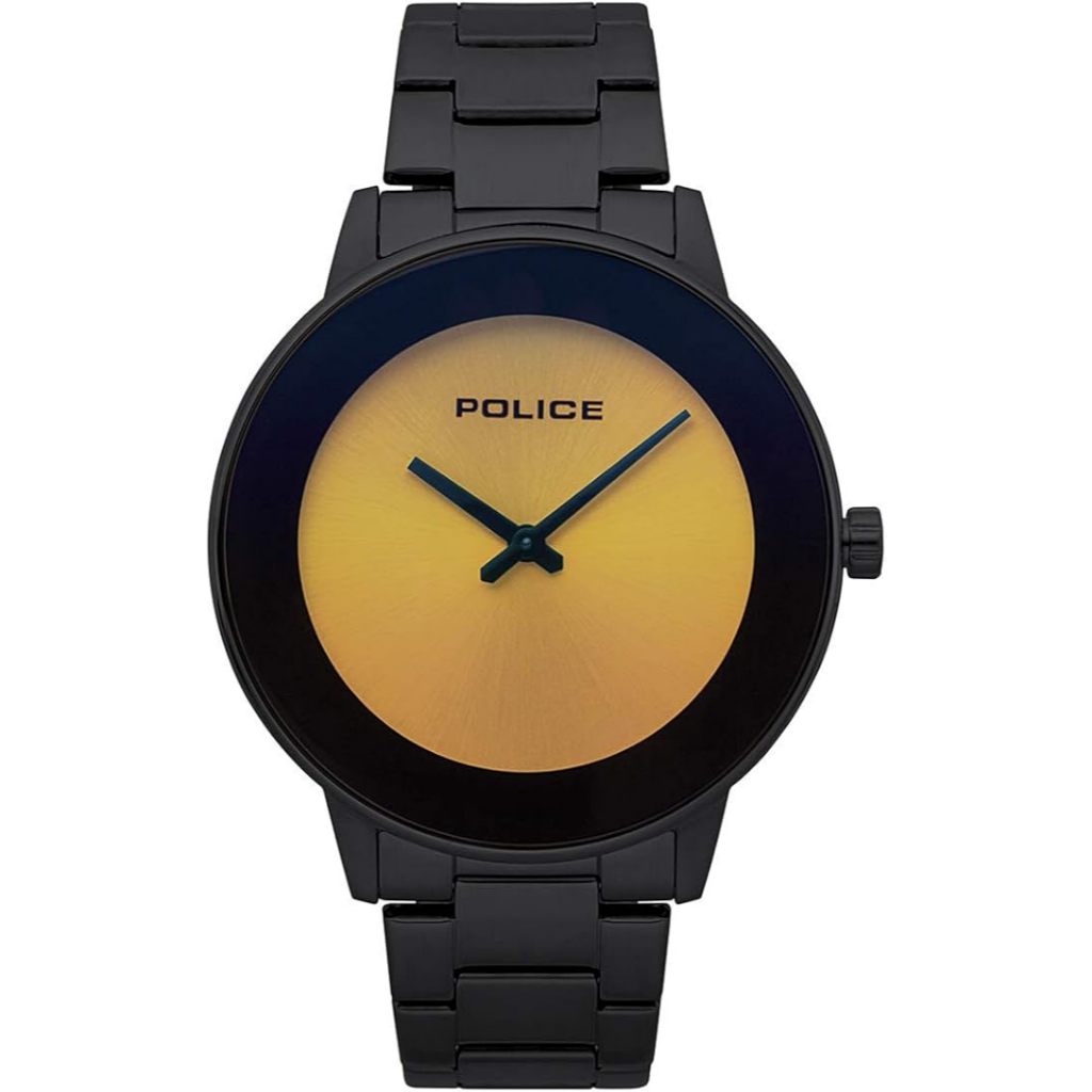 Jam Tangan Pria Police Sunrise Gold Dial Black Stainless Steel Strap PL.15386JSB/04M Original