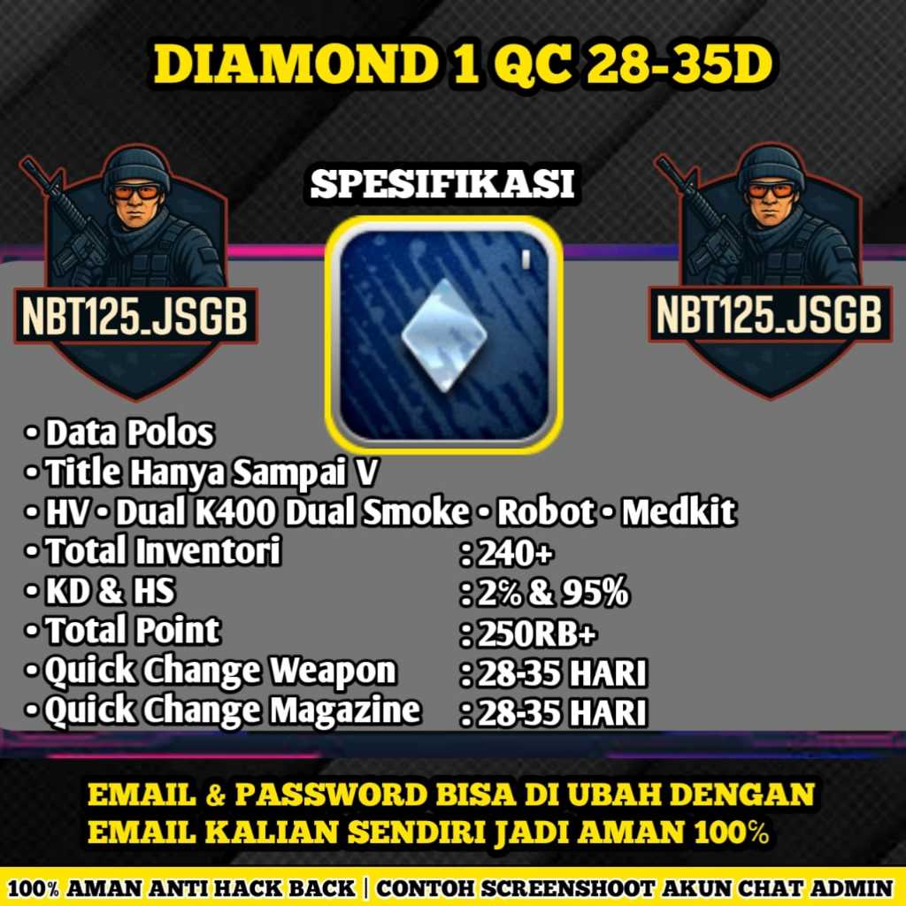 AKUN POINT BLANK DIAMOND 1 QC 28DAY - POINTBLANK ZEPETTO INDONESIA TERMURAH TERLARIS