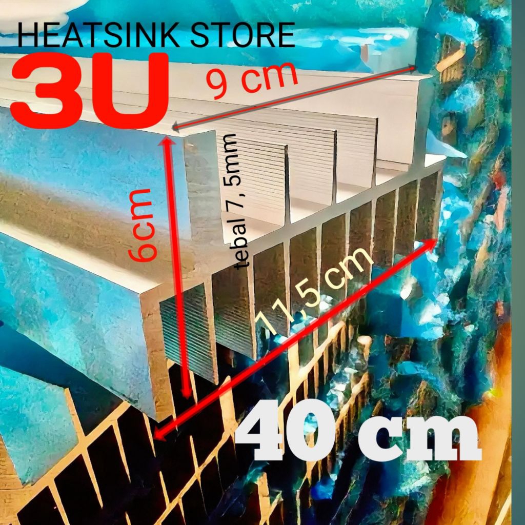 heatsink/ pendingin 3U putih dengan kualitas terbaik pnjg 40cm dengan ketebalan 7, 5 ml, bandar powe