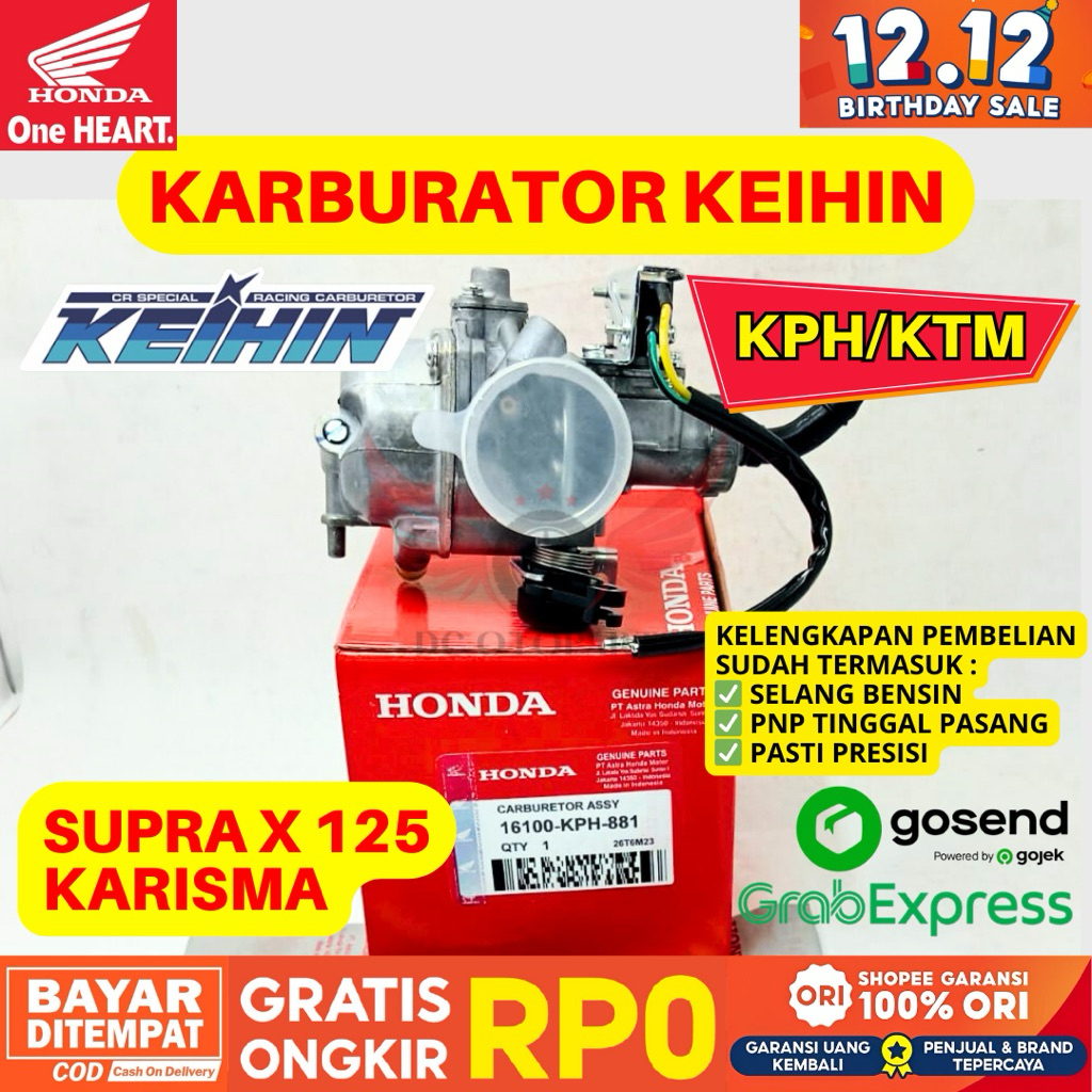 KPH/KTM KARBURATOR SUPRA X 125 KEIHIN ORIGINAL AHM HONDA, KARBURATOR ORIGINAL SUPRA X 125, KARBU KAR