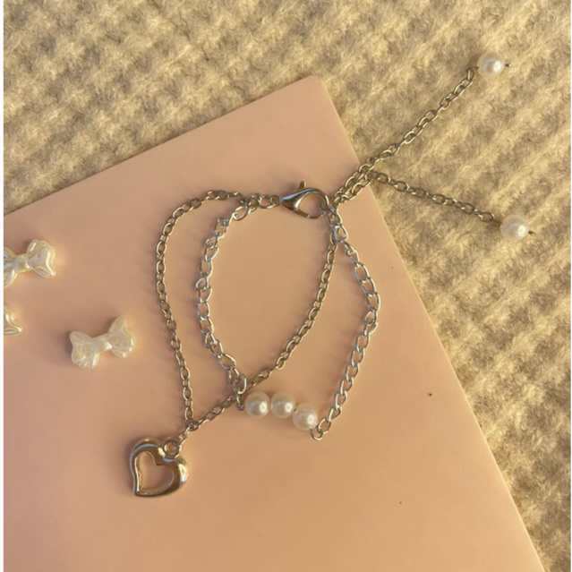 Silver serenade-Gelang rantai elegan two layers 001.F