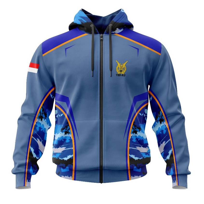 ANGKATAN UDARA Hoodie Jaket Sweater Dinas TNI AU Fullprint Gratis Nama