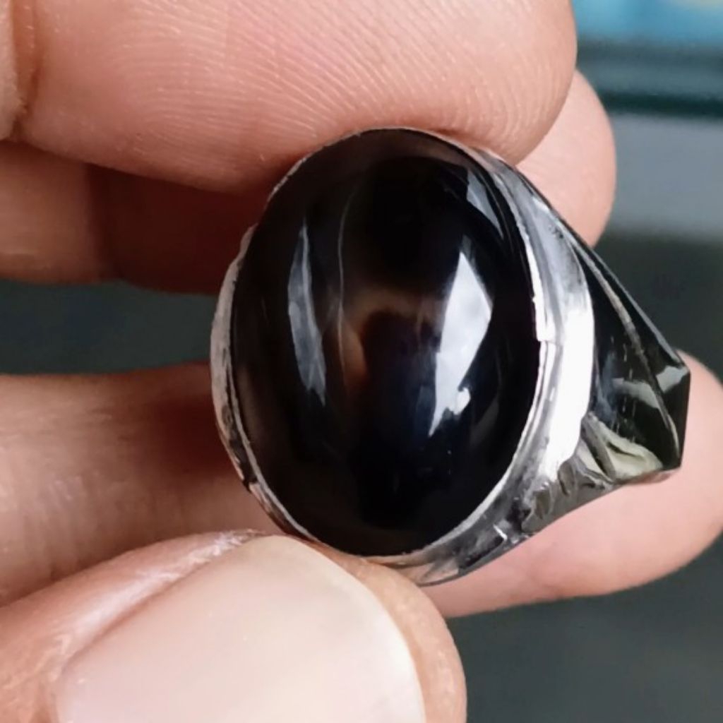 NATURAL BATU AKIK UNIK ANTIK TAPAK JALAK ( RING 9)