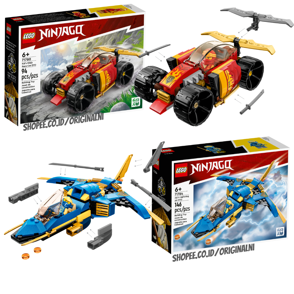 LEGO NINJAGO 71784 Jay’s Lightning Jet EVO 71780 Kai’s Ninja Race Car EVO - Lego Pesawat