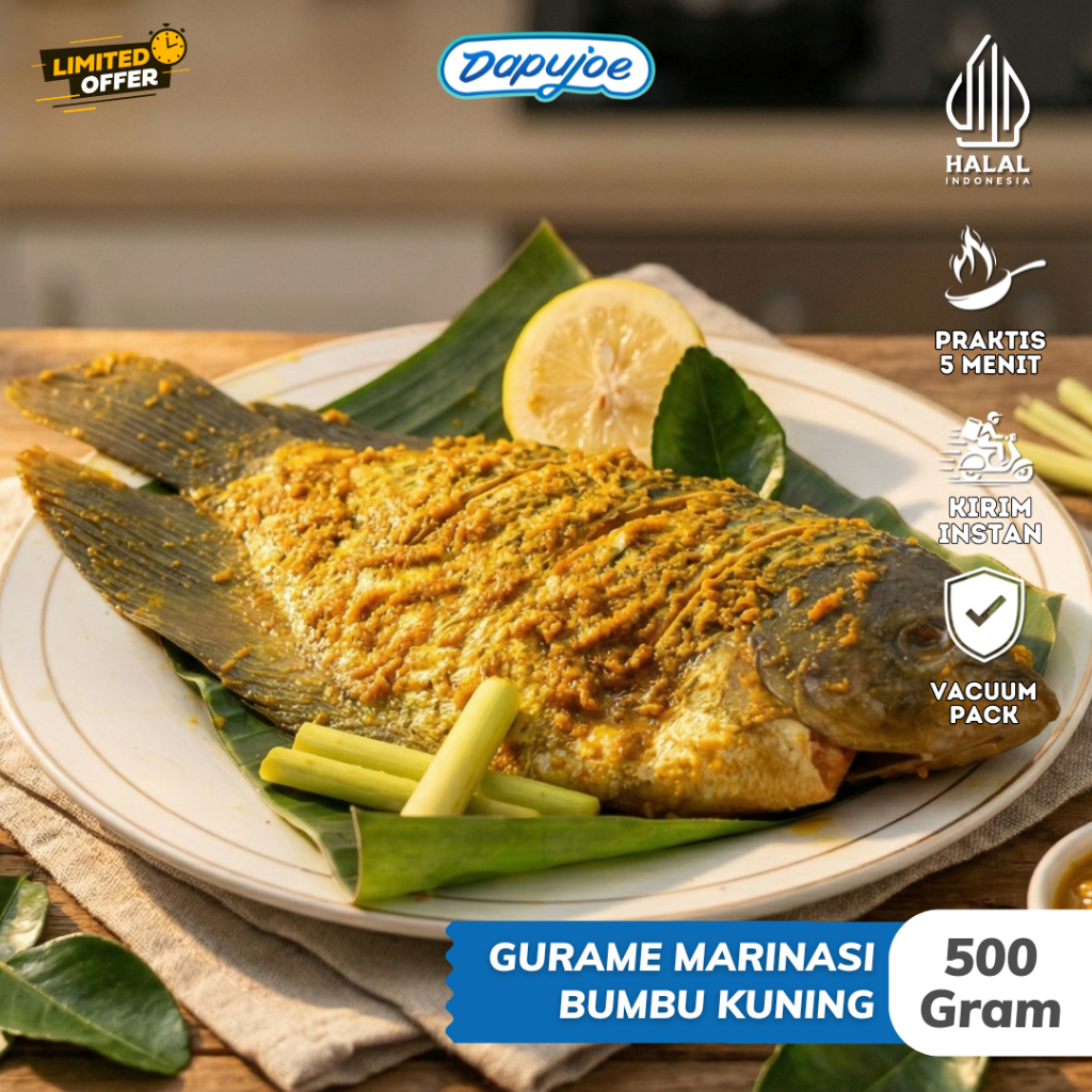 Dapujoe Ikan Gurame Marinasi Bumbu Kuning | Lauk Praktis Siap Saji | Halal Frozen Kirim Instan