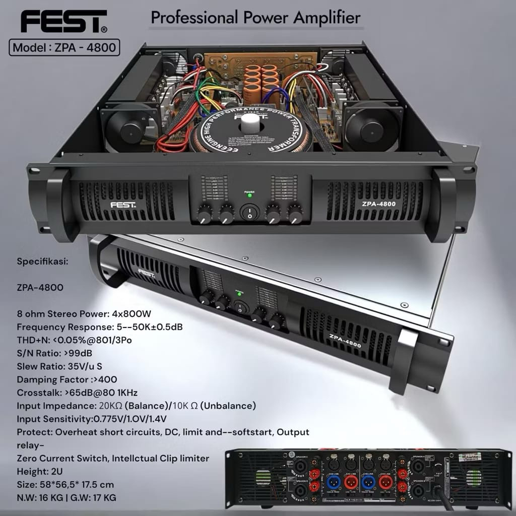 Power Amplifier Fest ZPA4800 Original Amplifier Fest 4 Channel Class H