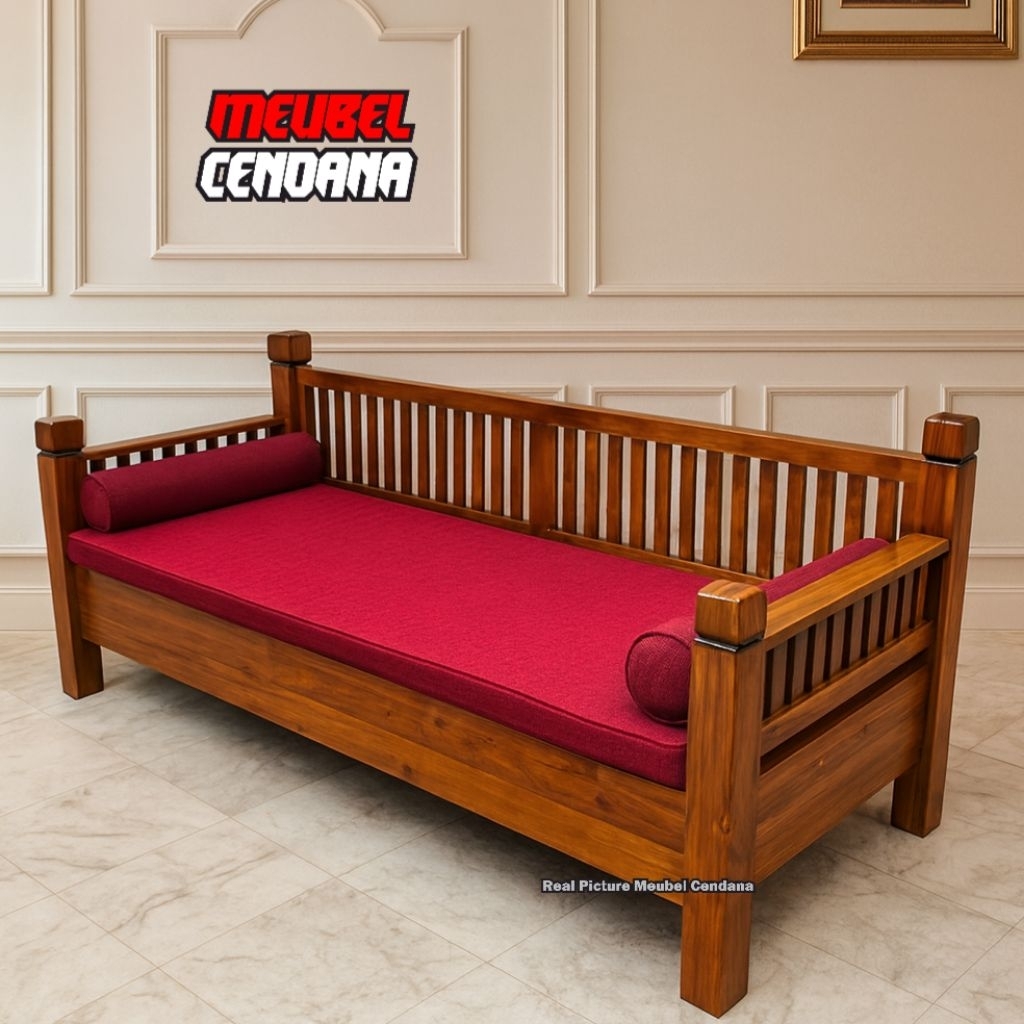 Sofa Bale Bale Kayu Jati Panjang 2 Meter Kursi Teras Bale Bale Minimalis Kursi Bale Bale Sofa Kayu J