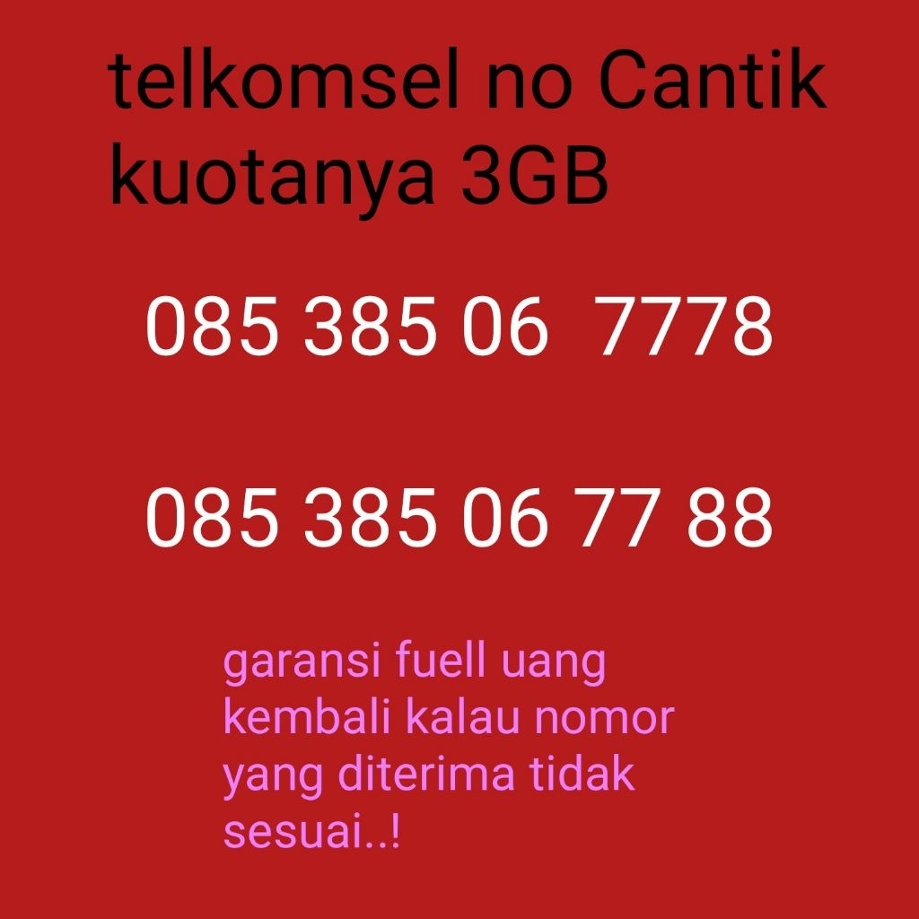 telkomsel nomor cantik kuotanya 3GB murah meriah