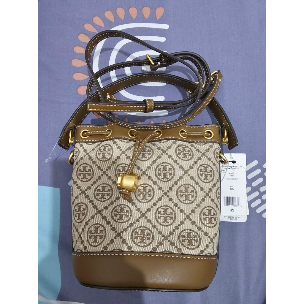 TORY BURCH Monogram Jacquard Mini Bucket Bag PRELOVED