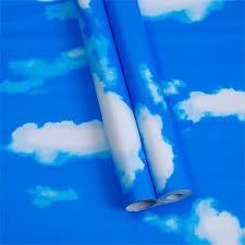 WALLPAPER STICKER DINDING MOTIF AWAN BIRU TUA / STICKER ATAP