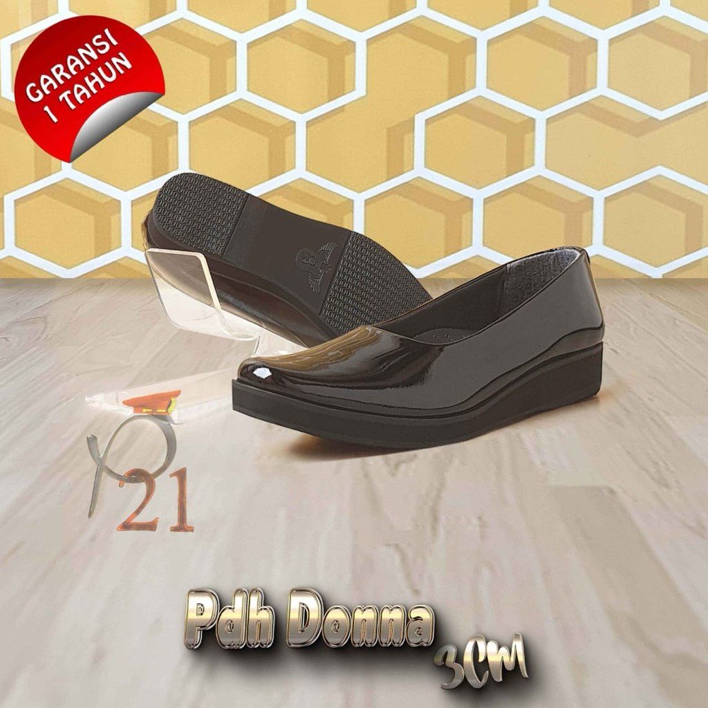 Sepatu P21- Sepatu Pdh Polwan Donna/ Sepatu Pdh Polwan/ Sepatu kantor wanita/ wedges wanita