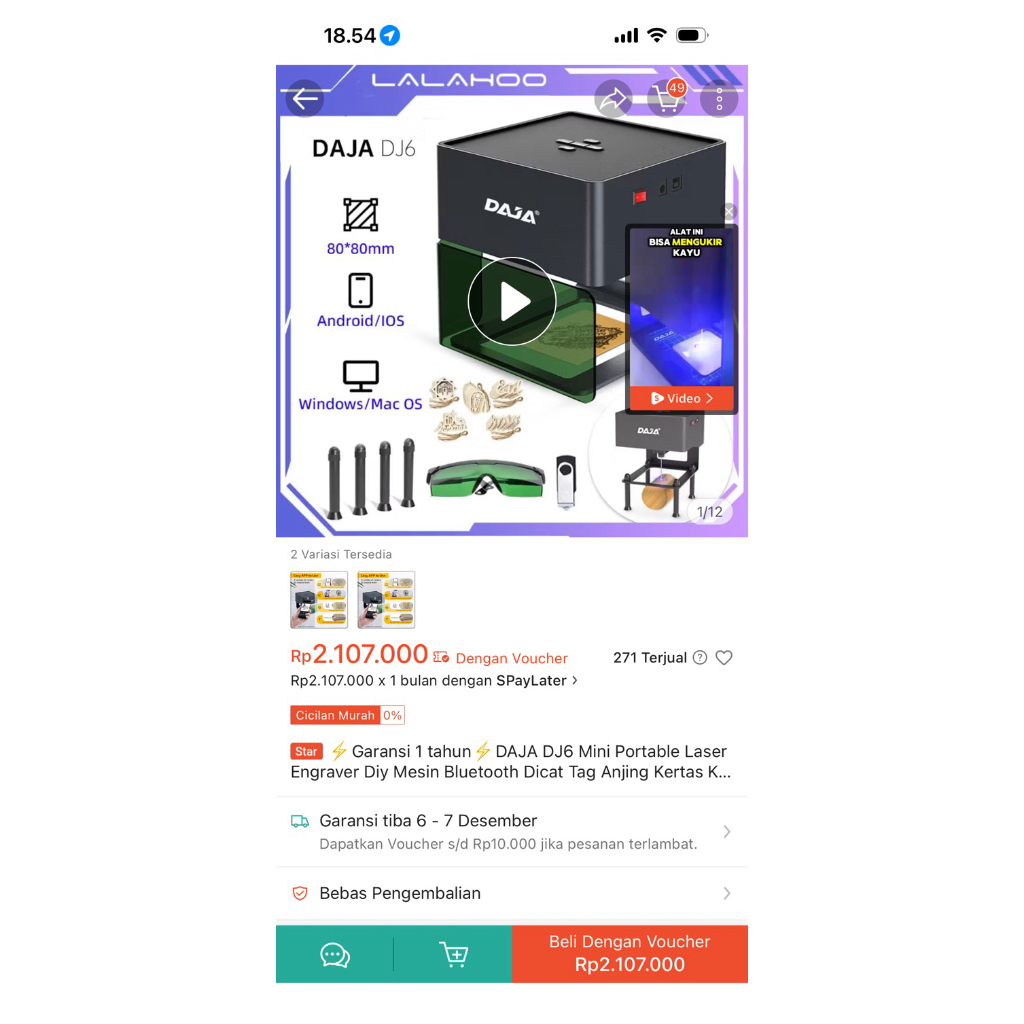 DAJA DJ6 MINI PORTABLE LASER / MESIN LASER MURAH