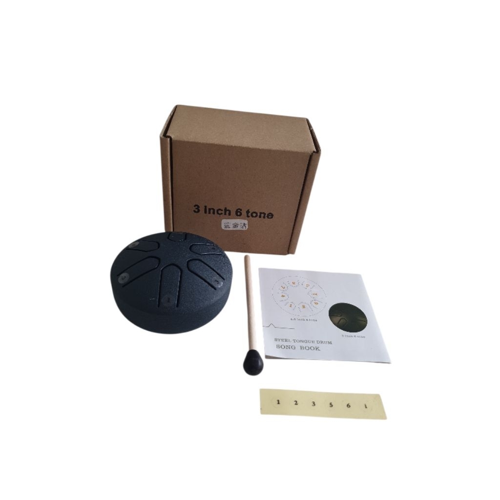 Tongue Drum 3 inch 6 Tone Alat Musik Etnik Drum Perkusi Tong Handpan kong Ling Drum Lidah Baja