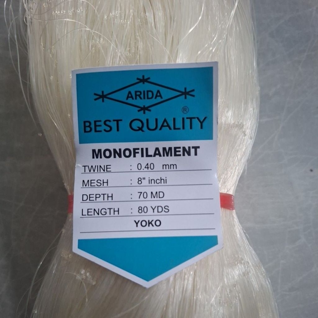 Promo Jaring ikan Arida 0.40  8 inchi  70md/80yds Yoko  Mata Mujur jaring ikan senar Pukat Ikan Arid