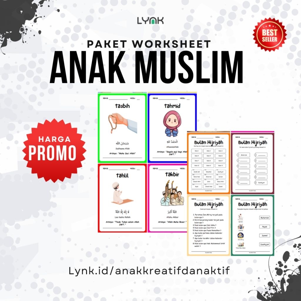 FILE | PAKET WORKSHEET ANAK MUSLIM UNTUK PAUD TK SD