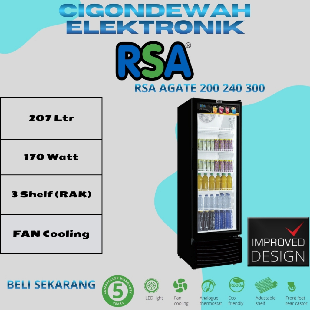 RSA Agate 200 R Showcase 1 Pintu 207 Ltr