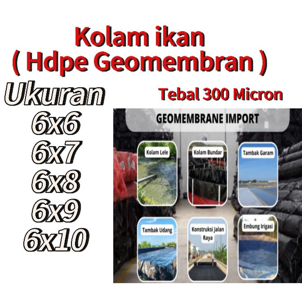 Hdpe Geomembran HDPE berbagai Ukuran Tebal 300 Micron ( kolam ikan )