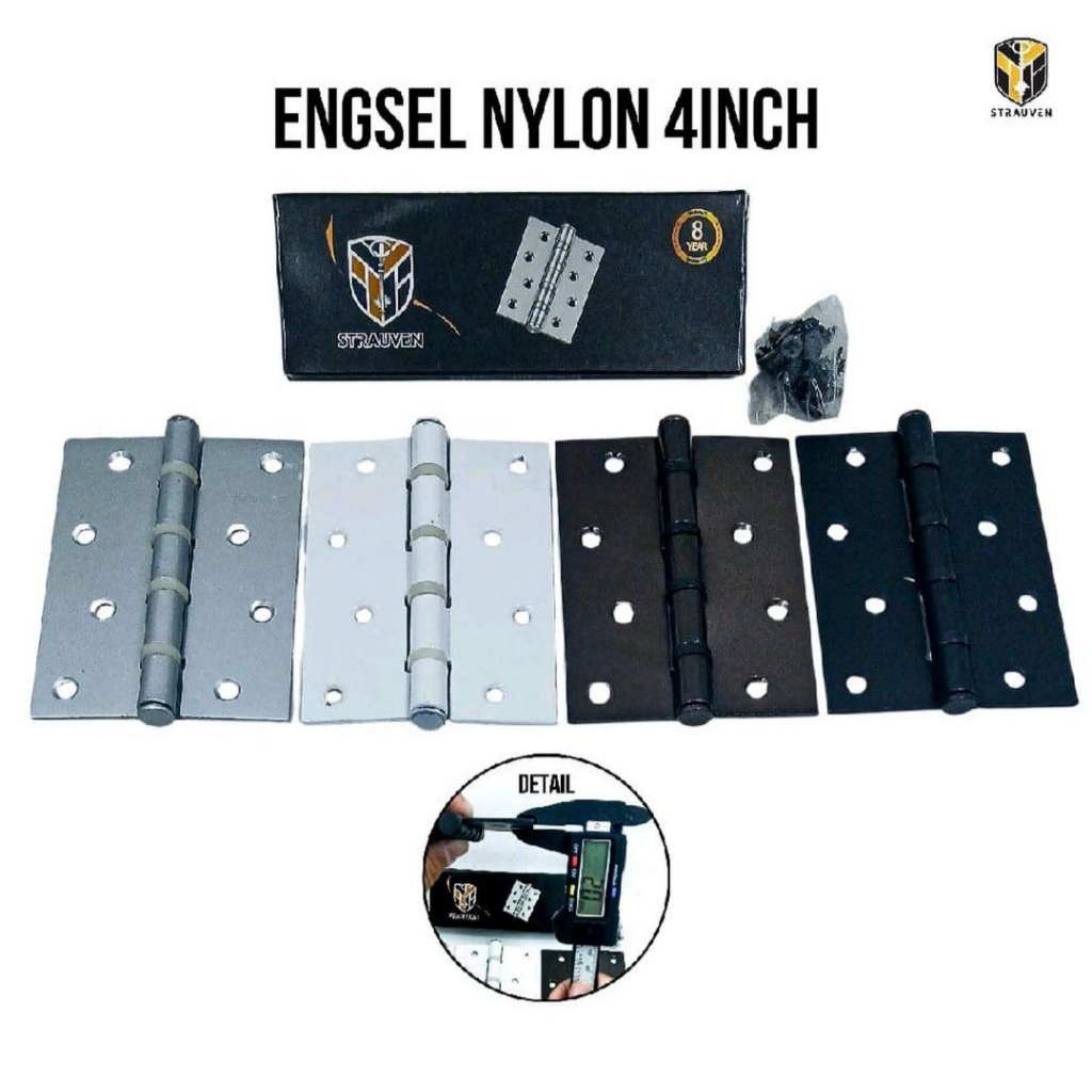 Engsel Nylon 4 inch tebal 2 mm | Engsel Nylon STRAUVEN 4" | Engsel Pintu Almunium 4" | Engsel Pintu 