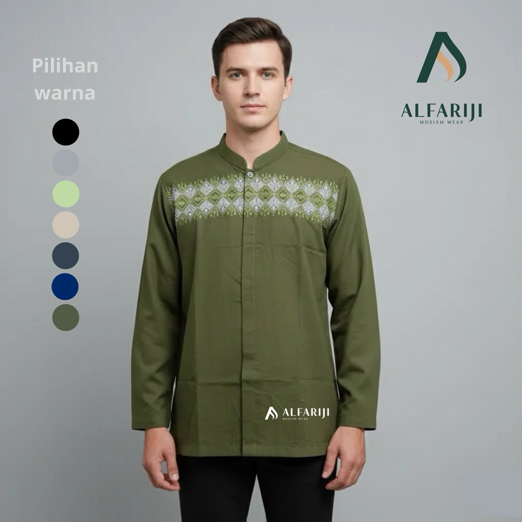 baju koko pria cowok  / baju muslim pria lengan panjang / baju koko dewasa bordir / Koko pria /Koko 