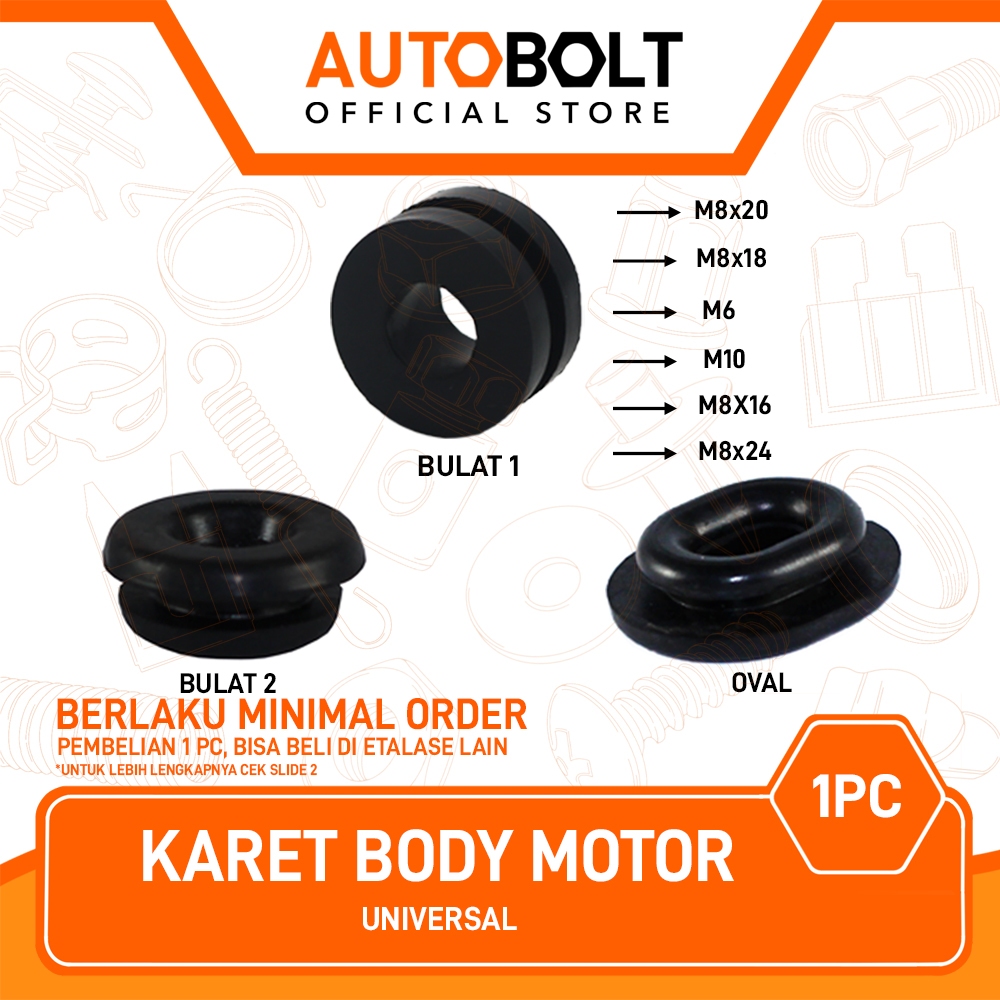 Karet Body M10 M8 M6 Bulat Tameng Knalpot Ring Bosh Bodi Grommet Gromet Pelindung Cover Tutup Bos Ac