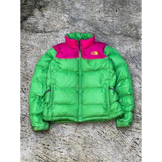 Nuptse fill 700 green lime & magenta