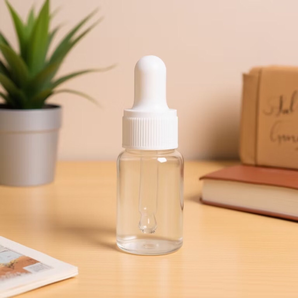 Botol Pipet Kaca Bening 5ml 10ml Tutup Putih botol serum pipet serum