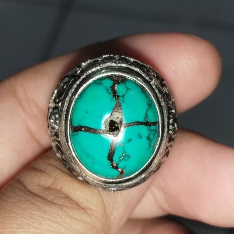 Batu cincin pirus tapak jalak & combong 16×14×8mm