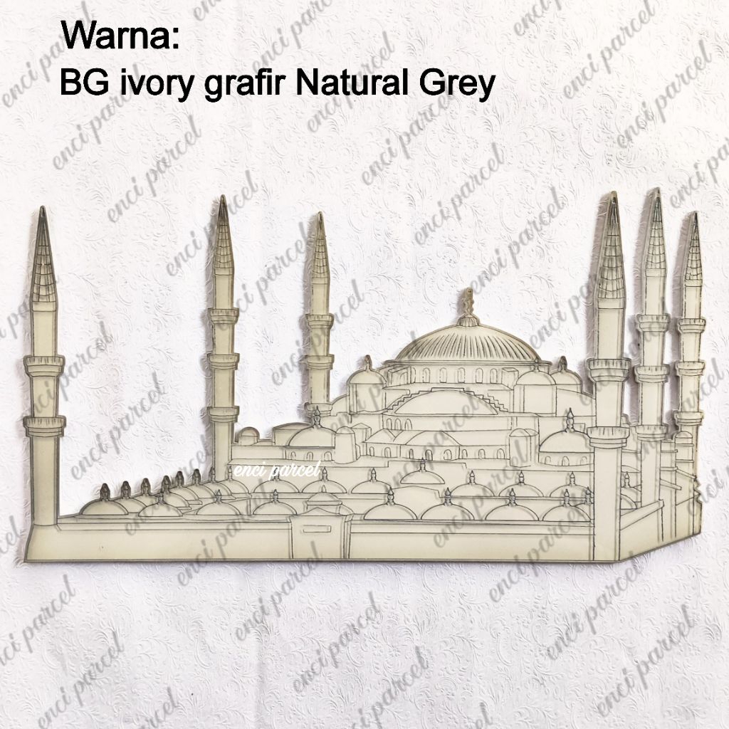 miniatur masjid biru istanbul turki replika blue mosque logo menara kubah grafir accessoris hiasan m