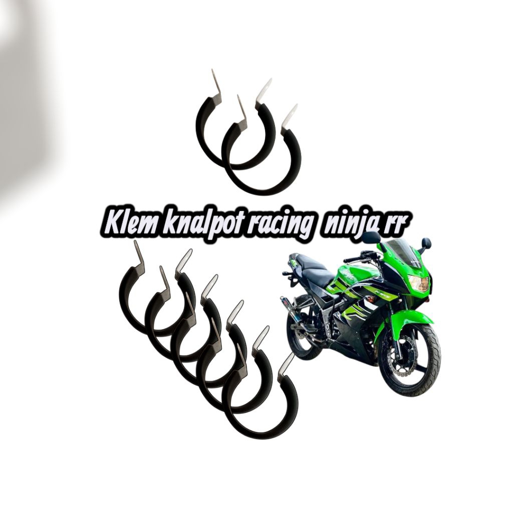 Klem Knalpot Racing untuk Ninja R, Ninja RR, dan Vespa 2 Tak Bulat 2,5 Inch Karet Hitam Tahan Panas 