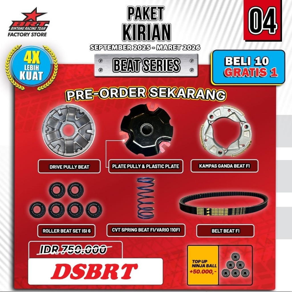 PAKET KIRIAN Pully Pulley Rumah Roller Vanbelt CVT BRT BEAT SCOOPY GENIO SPACY VARIO 110 Beat FI Kar