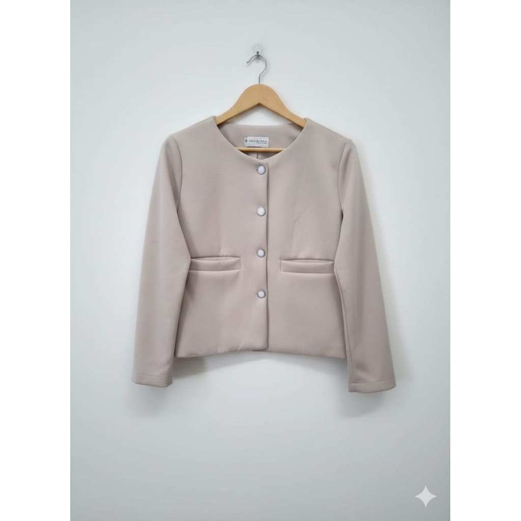Tiffany crop blazer scuba Korean minimalis