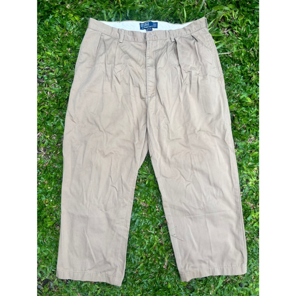 1990's Polo Ralph Lauren Khaki Chino Pants - Fabrics made in USA