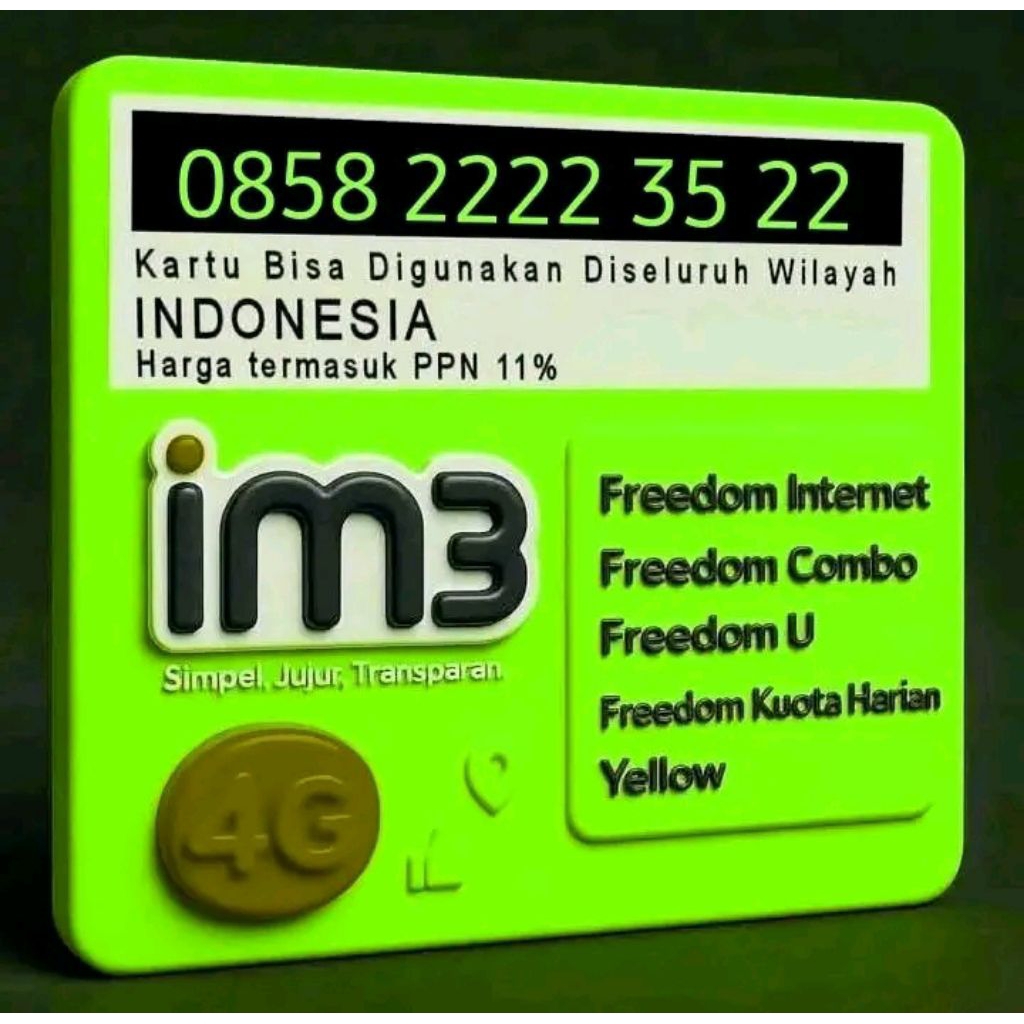 KARTU PERDANA NOMOR CANTIK Indosat Rapih 2222 xx22
