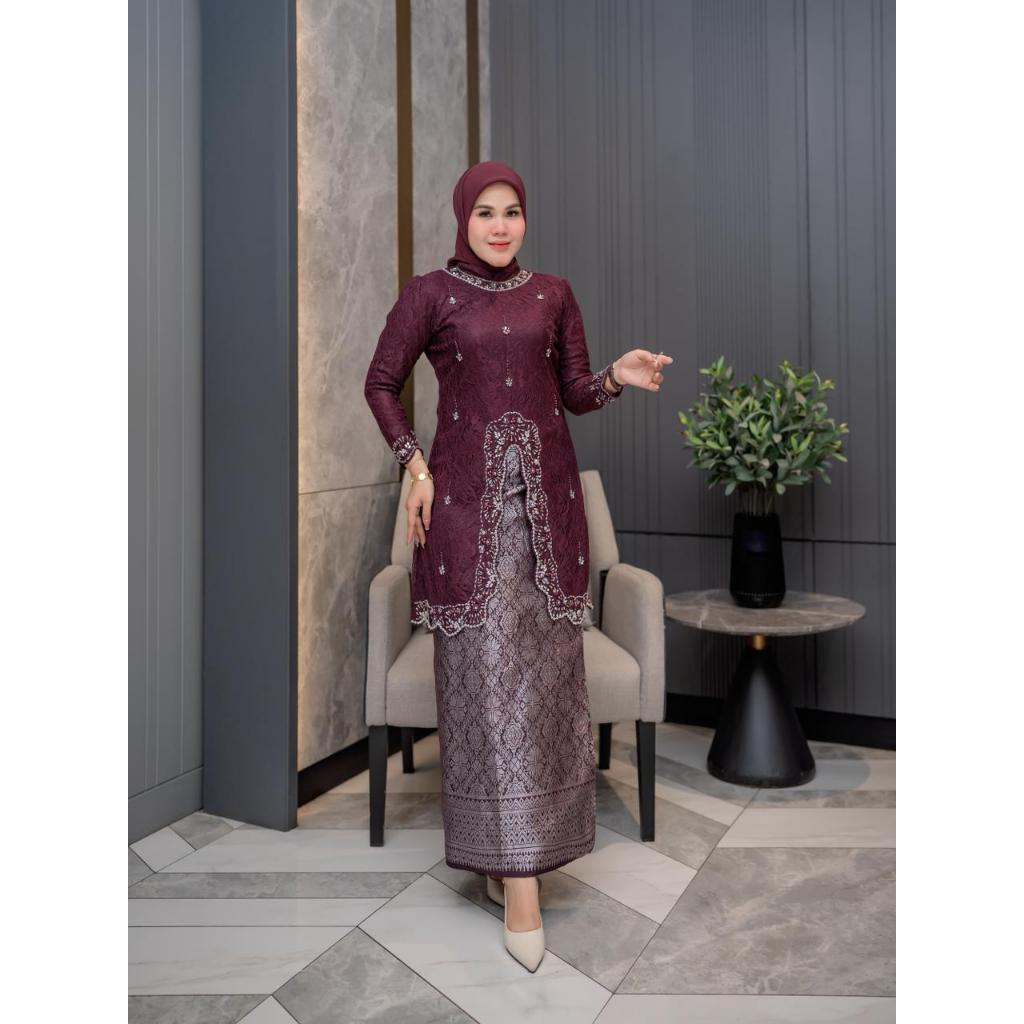 TUNIK BROKAT NALA || STELAN KEBAYA PAYET PREMIUM || FREE HIJAB || KEBAYA LAMARAN || KEBAYA COUPLE ||