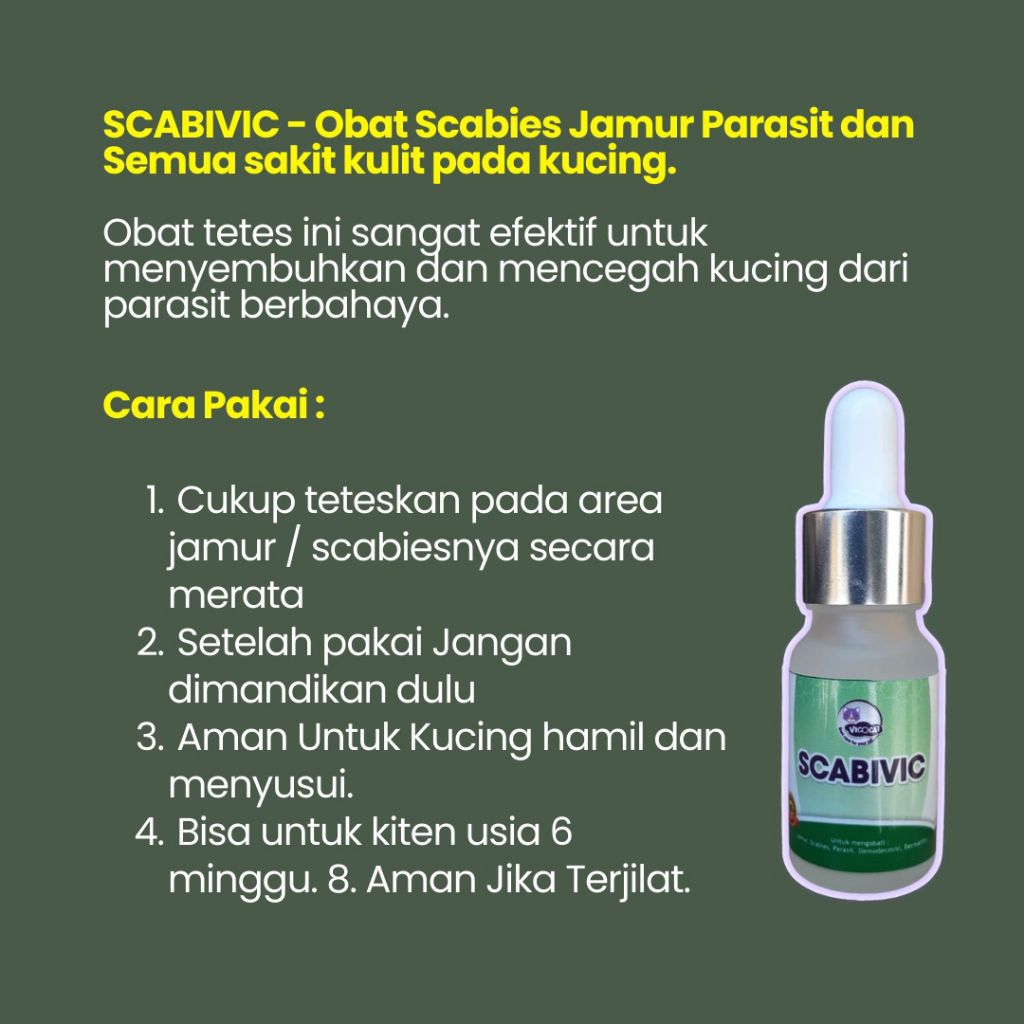 Scabivic Obat tetes jamur kucing ampuh