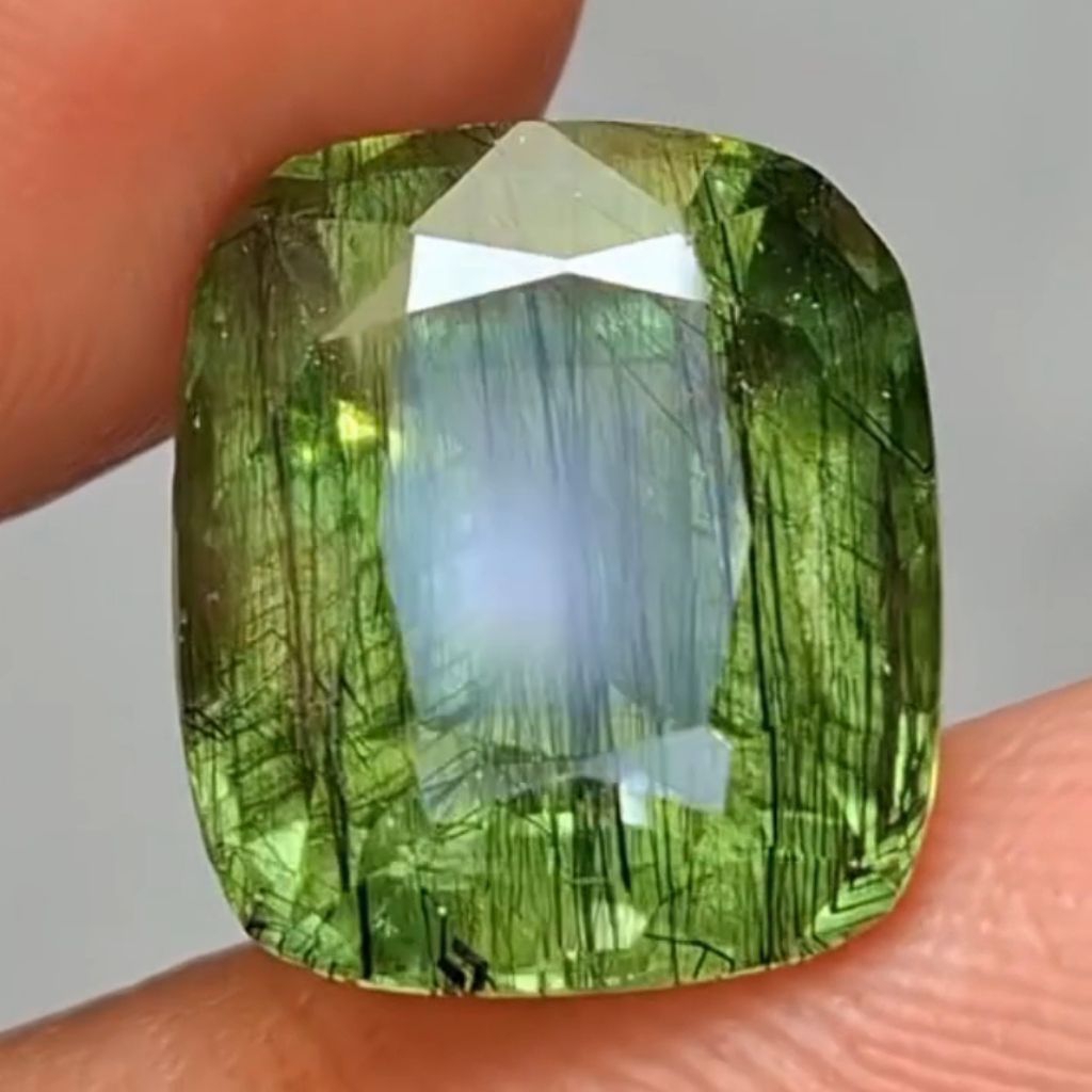 Natural Rutilated Peridot 8.65ct NTD Burma Myanmar Super Crystal Full of Luster