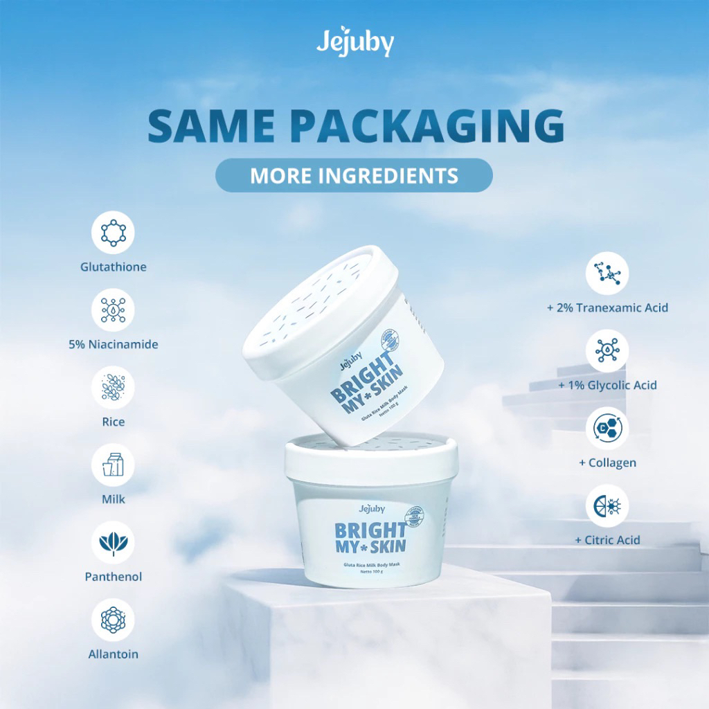 NEW PRODUK JEJUBY GLUTA RICE MILK MASK 2IN1 UNTUK BLEACHING ICONIC GIRL