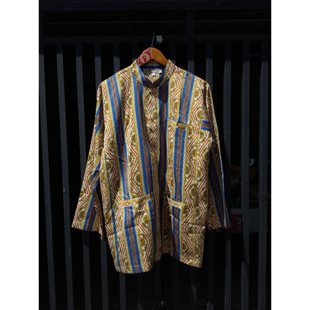 Kemeja Ethnicity Pria Lengan Panjang Sambalpuri Kurta Pyjamas Blue Shirt Bohemian Hippies Boho Woods