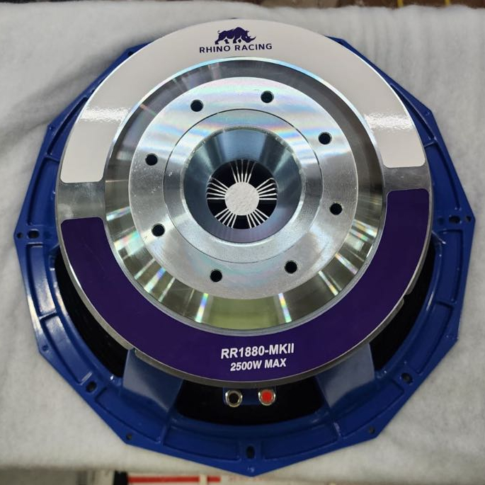 (MAGNET 28 CM) (PETI KAYU) Speaker Rhino Racing RR1880 MKII / RR 1880 MKII- SUBWOFER – VC 5 – Ferite Magnet 18 Inch – ORIGINAL