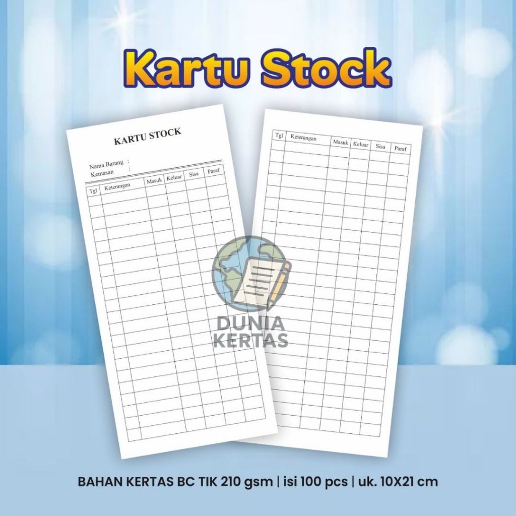 Kartu Stock Barang, Kartu Stock Obat isi 100pcs