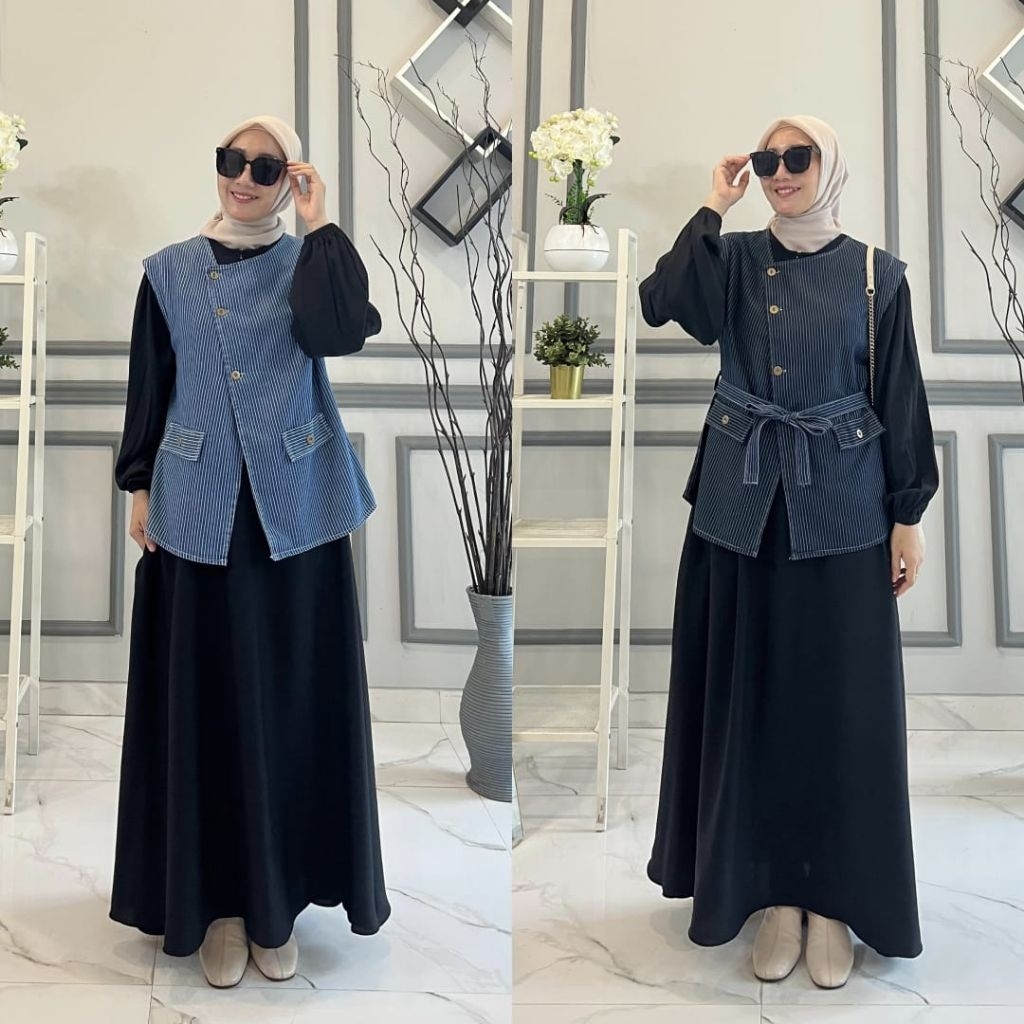 FATIN SET OUTER BY MSF GAMIS SETT OUTER 2 IN 1 FREE BELT GAMIS MEWAH SETT JEANS KEKINIAN TERBARU