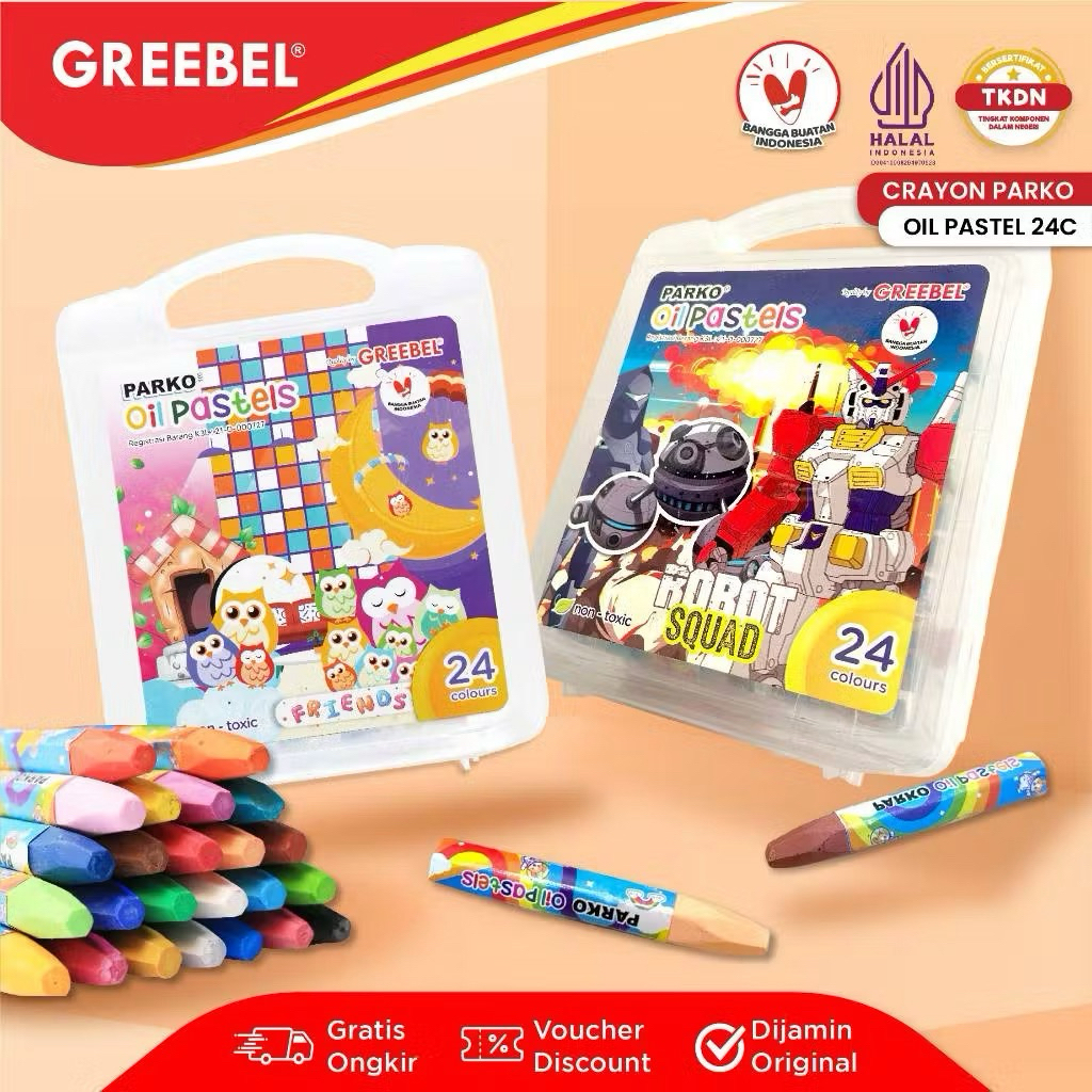 Parko Crayon Krayon 24 Warna / Krayon Parko Greebel 24 Warna / Krayon Halus