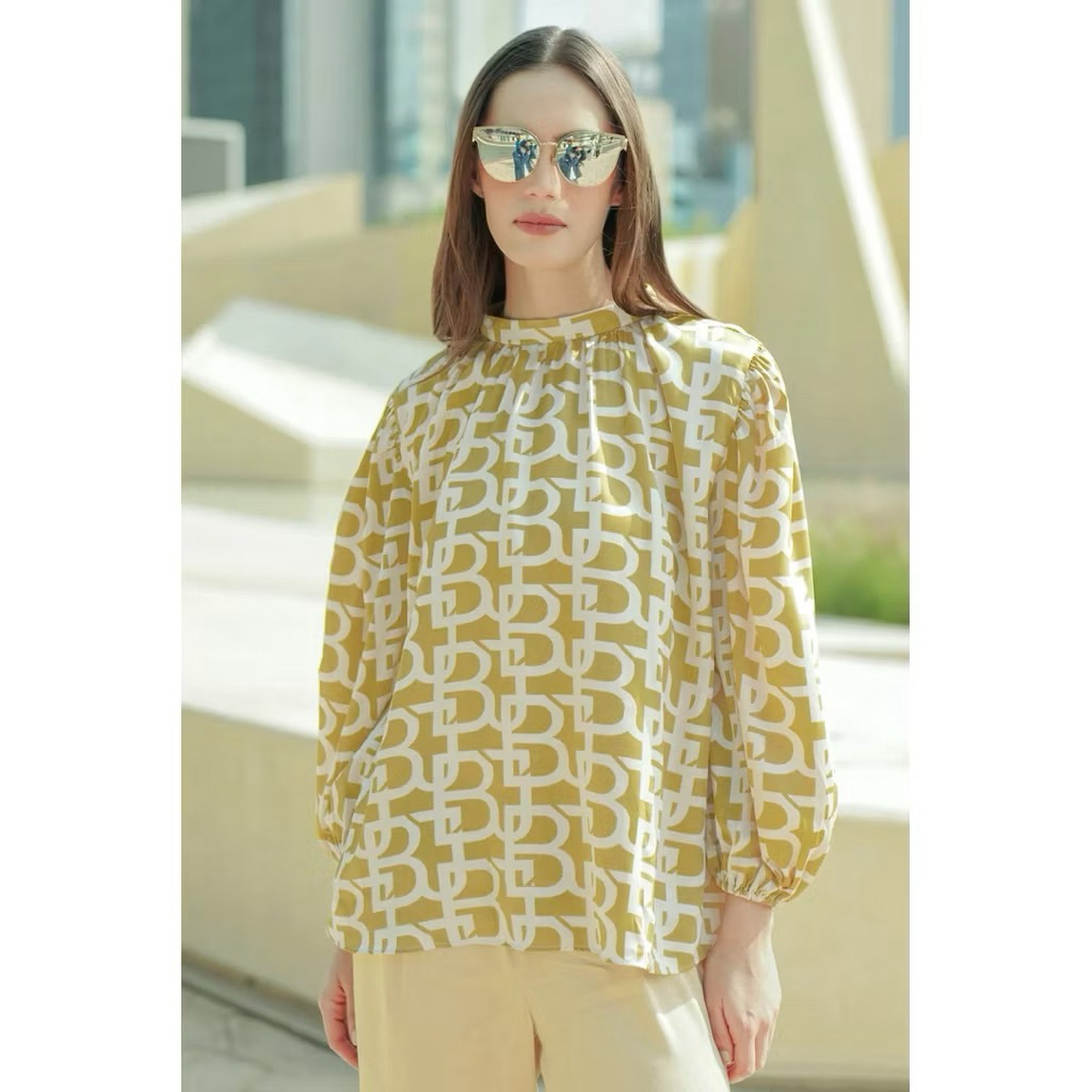 Benang Jarum Monogram Blouse Mustard