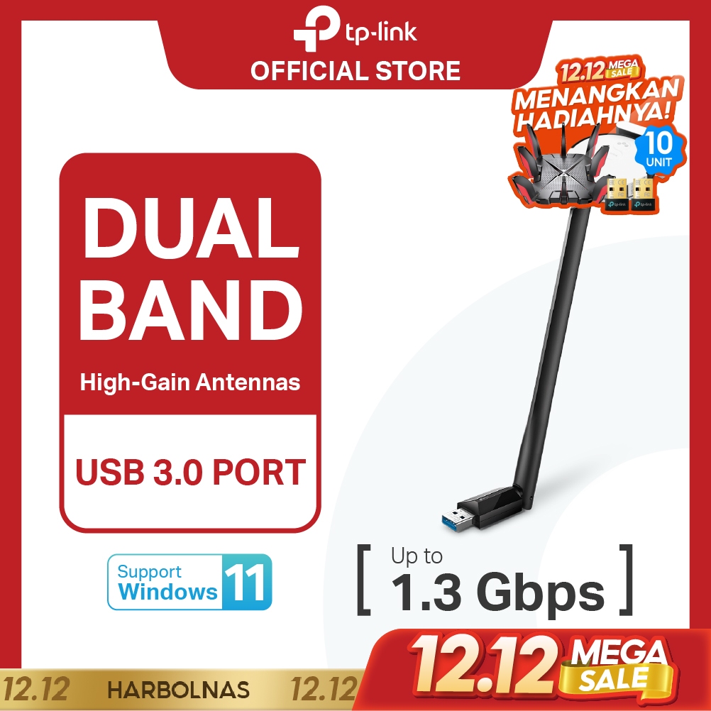 TP-Link Archer T3U Plus | AC1300 High Gain WiFi Adapter | Dual Band | WiFi 5 Adapter | Dongle | T2U