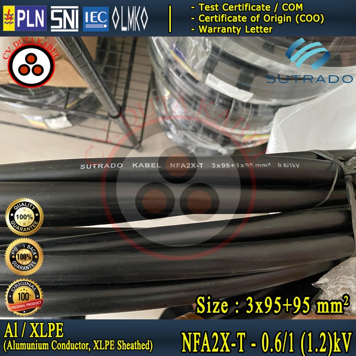 Kabel NFA2X-T 3x95 mm2+95 mm2 SUTRADO / MERINDO (Twisted Cable/Kabel Udara/Kabel PLN/Kabel SR/LVTC)