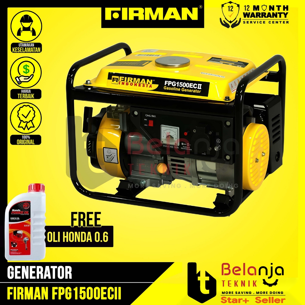 Firman Genset Bensin FPG 1500 EC II 850 Watt Generator Set FPG1500